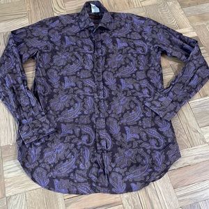 Etro mens paisley shirt size 40 probably a 15.5 spread collar purple and brown